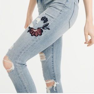 Abercrombie Harper Embroidered Skinny Jeans